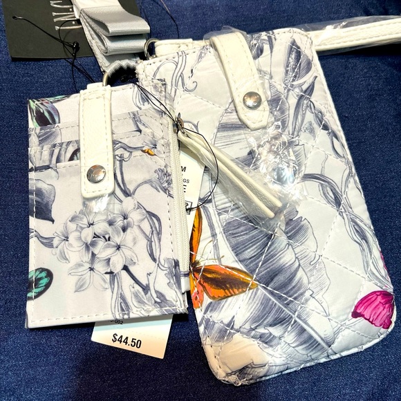 NWT INC 2 Piece Set;Whimsical Wings Wristlet & Case Card in Black/White by Inc. - Picture 4 of 7